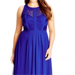 Panelled Bodice Maxi Dress - Royal Blue